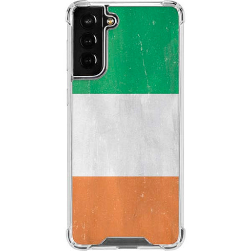 Ireland Flag Distressed Galaxy S21 FE Clear Case